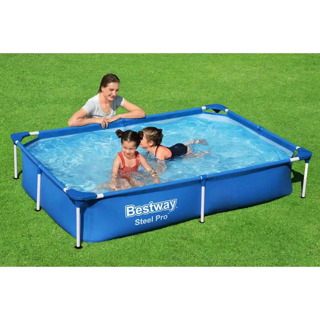 Piscina Bestway Steel Pro de 221x150x43 cm, Piscina de Jardín para Juegos Acuáticos, Piscina Familiar de Ocio, Fiesta Acuática de Verano