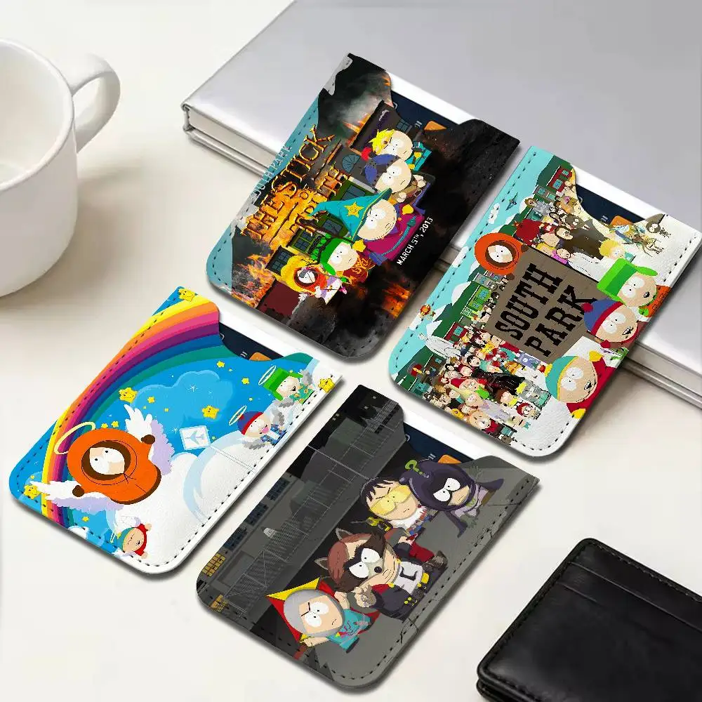 Classic animation S-South Cartoon Park Ultra Slim Men Leather Mini Wallet Lightweight Credit Bus ID Card Holder Case for Use