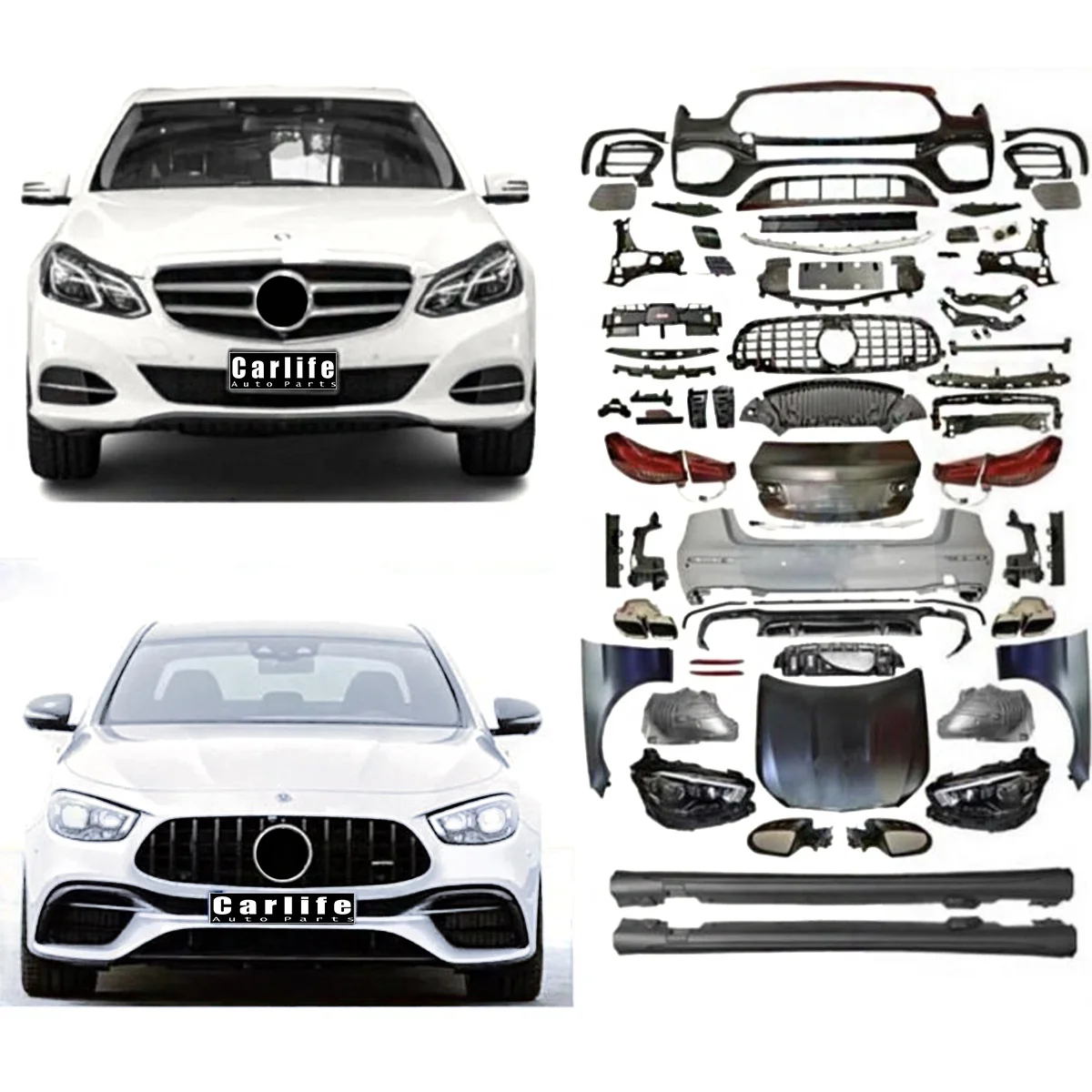 Car accessories for Mercedes Benz E class W212 2009-2015 years upgrade 2023 E63 model include headlights hood bumpers