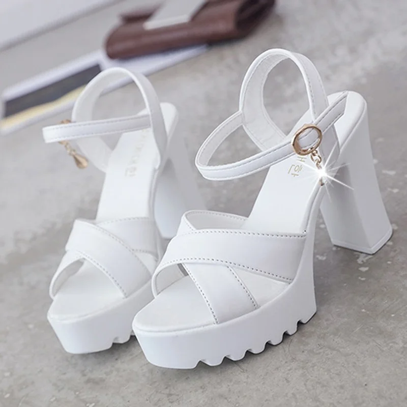 Women Fish Mouth Platform High Heels Wedges Buckle 2023 Sandals Women Shoes Woman Platform Party Sandals High Heels Footstep