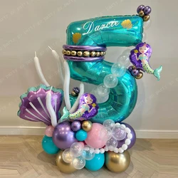 38Pcs/set Mermaid Party Number Balloons 0-9 Number Foil Balloon Girls Little Mermaid Theme Princess Birthday Party Decorations