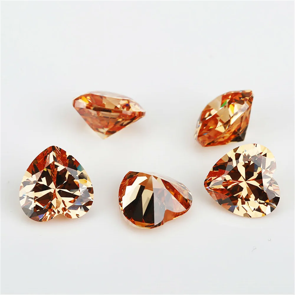 3x3~15x15mm Heart Shape White, Green,Aquamarine, Blue,Orange,Pink AAAAA Cubic Zirconia Loose cz beads for Jewelry