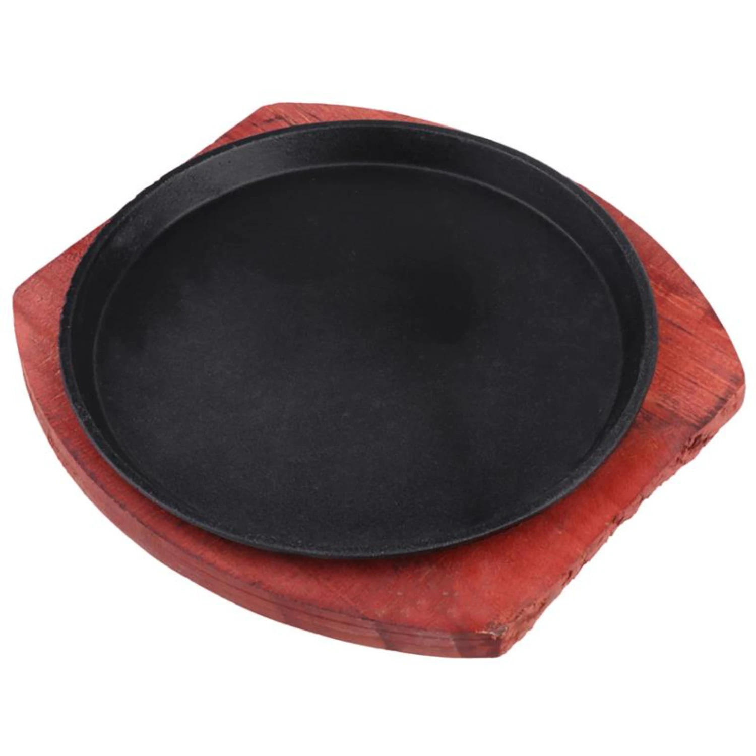 Perfectly Cooked Enhanced Flavour Non-Stick BBQ Steak Plate with Wooden Base - Ideal 19CM Size for Grilling Juicy Steaks on Your