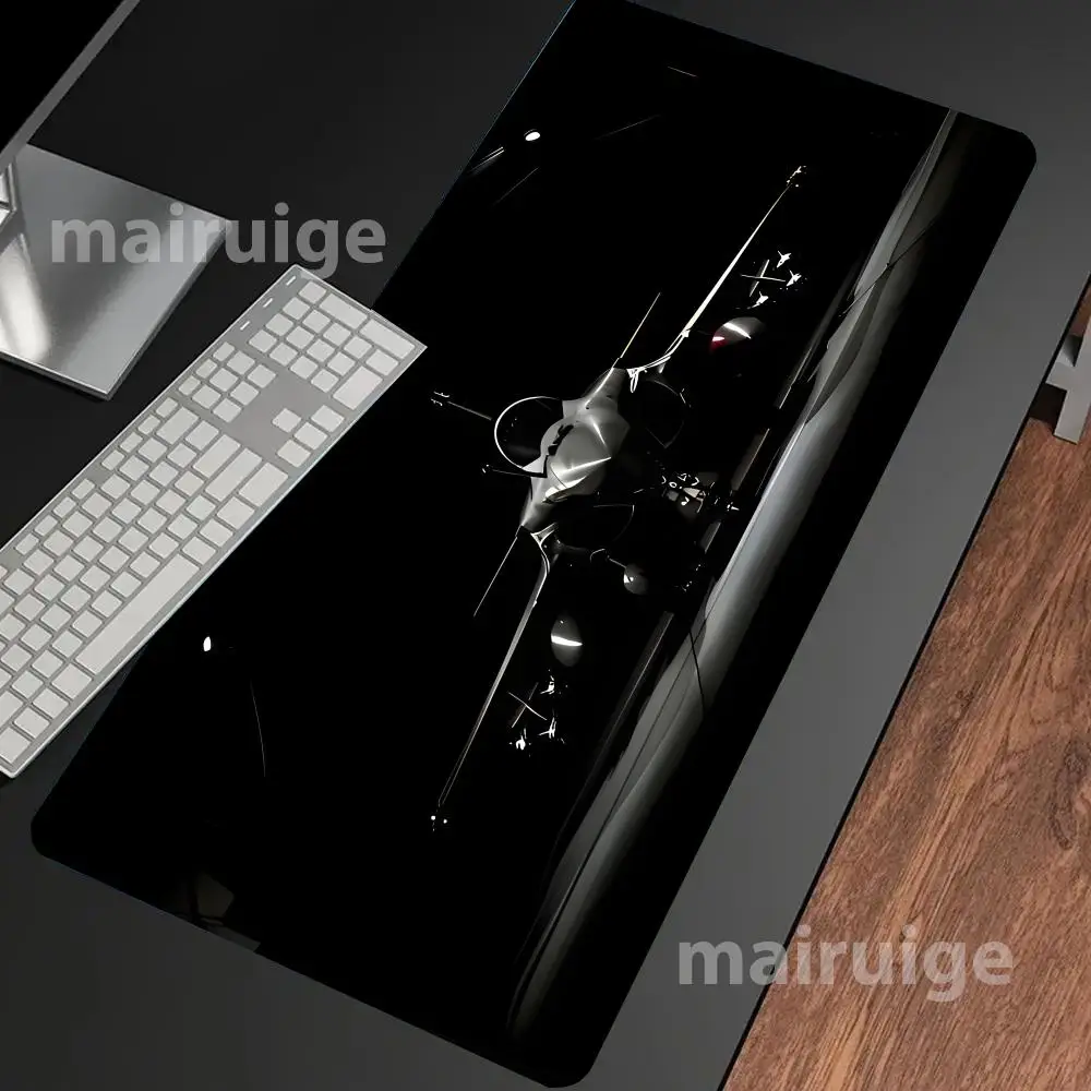 แผ่นรองเมาส์ธีมเครื่องบินรบ XXL แผ่นรองเมาส์สำหรับเล่นเกม มีขอบเย็บและฐานยางกันลื่น แผ่นรองโต๊ะคอมพิวเตอร์