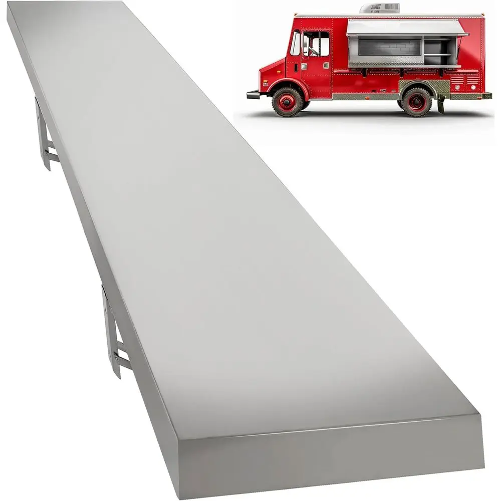 

70.8L x 11.6W Folding Concession Window Shelf Stand Serving Wall Mounted Shelf for Food Truck Restaurant Bar Utility Room Kitche