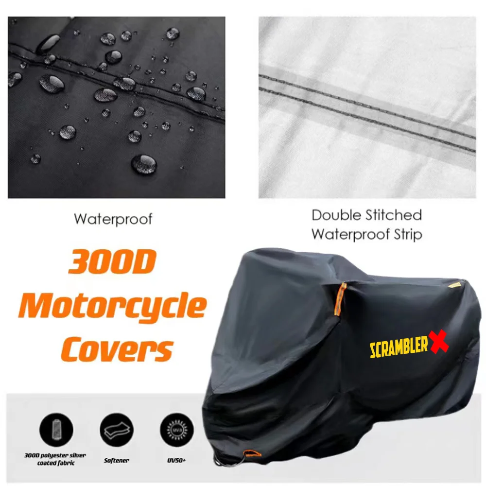 Thick 300D Silver Coated Windproof Motorcycle Protector Cover For Ducati Scrambler 400 800 Lcon 1100