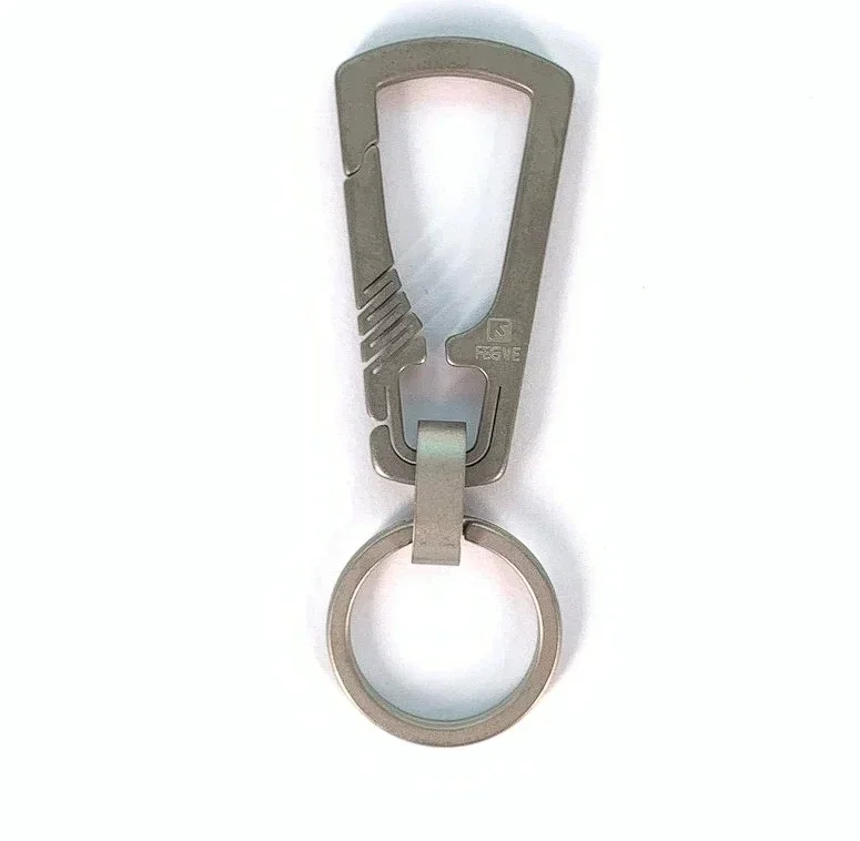 FEGVE FG04 Titanium Carabiner Keychain Clip, Quick Release EDC Key Holder Organizer with Key Ring for Belt Loop, Bag