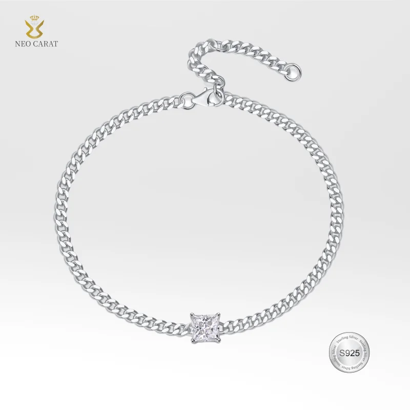 

NEO CARAT1CT квадратный браслет из муассанита, стерлинговое серебро 925 пробы, сверкающий альтернативный подарок для женщин, юбилей, День Святого Валентина