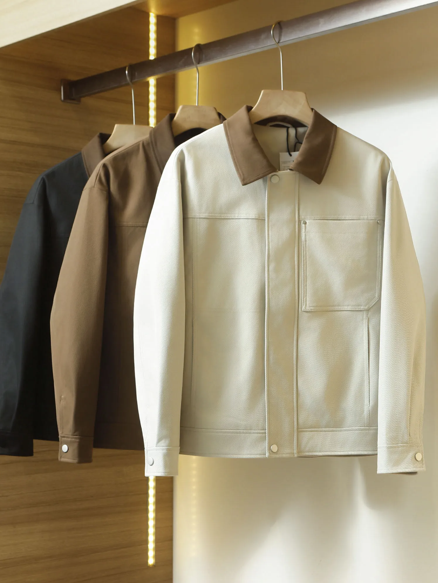 

American Retro Barn Sle Men's Casual Collar Jaet Spring Autumn Loose Anti-Wrinkle Color Blo Workwear Coat