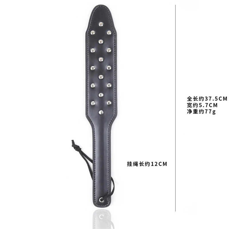 37.5CM Punk Rivet Spikes PU Leather Spanking Paddle Slapper Whip for Horse Training,Cosplay