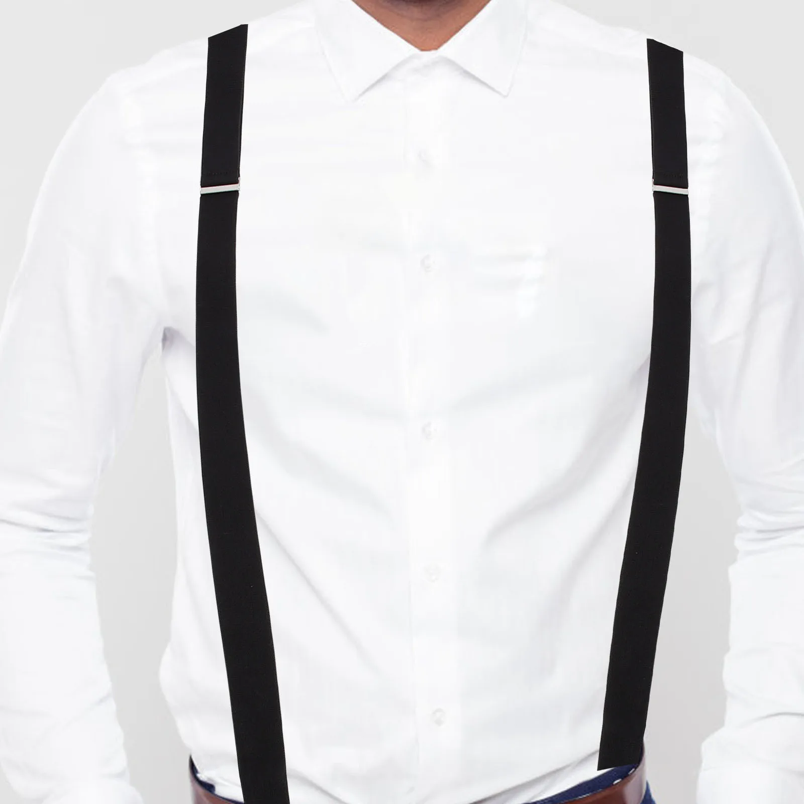 رجل أسود قابل للتعديل البوليستر الحمالات للسراويل الجينز حفل زفاف الأقواس الرجال دعوى لباس غير رسمي الحمالات للرجال #1