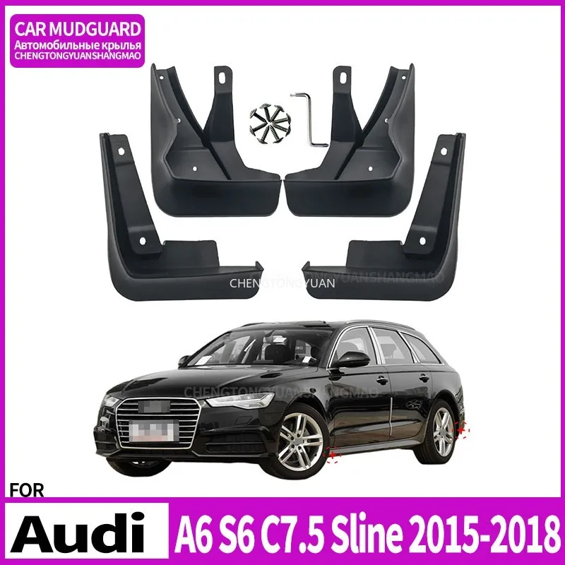 for Audi A6 S6 C7.5 Sline Saloon/Avant MudFlaps Splash Guards Audi A6 S6 C7.5 Sline Mudguards 4pcs 2015-2018  Car Accessories