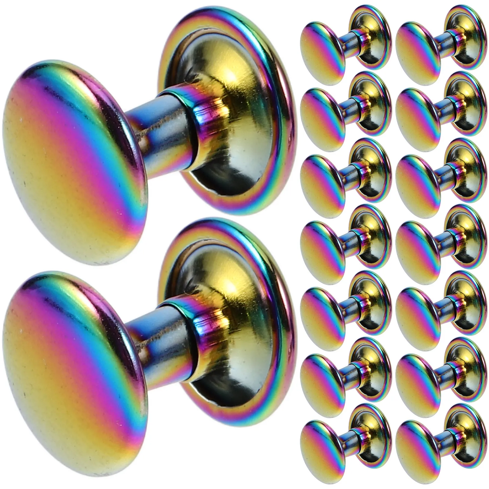 50Pcs Rainbow Color Double Cap Rivets Studs for Bags Handbags Shoes Belt Repair Craft DIY Purse Decoration