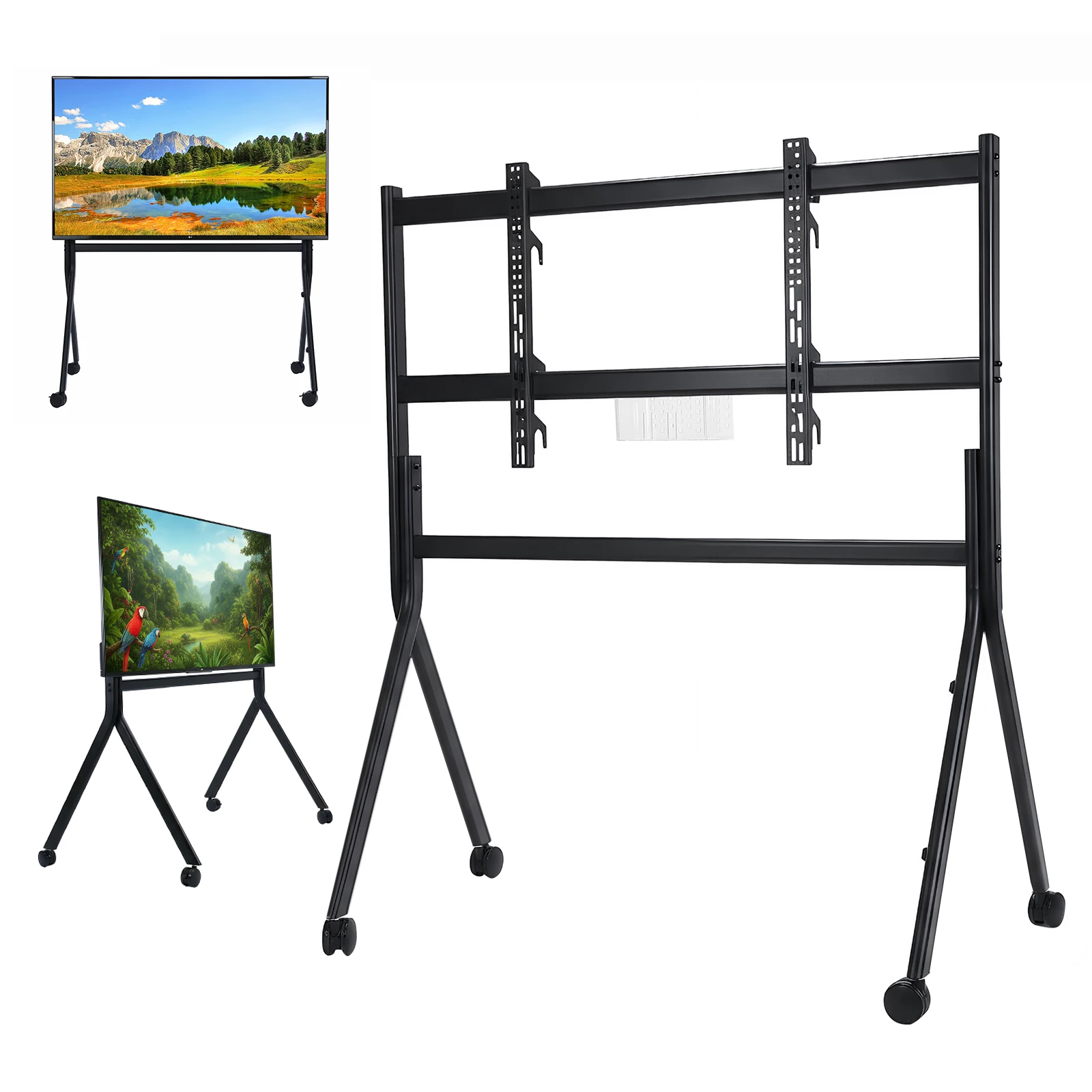 

Усиленная передвижная подставка для телевизоров 86-110 дюймов, портативная напольная подставка для ТВ, максимальная нагрузка 485 фунтов/220 кг, с блокирующимися колесами