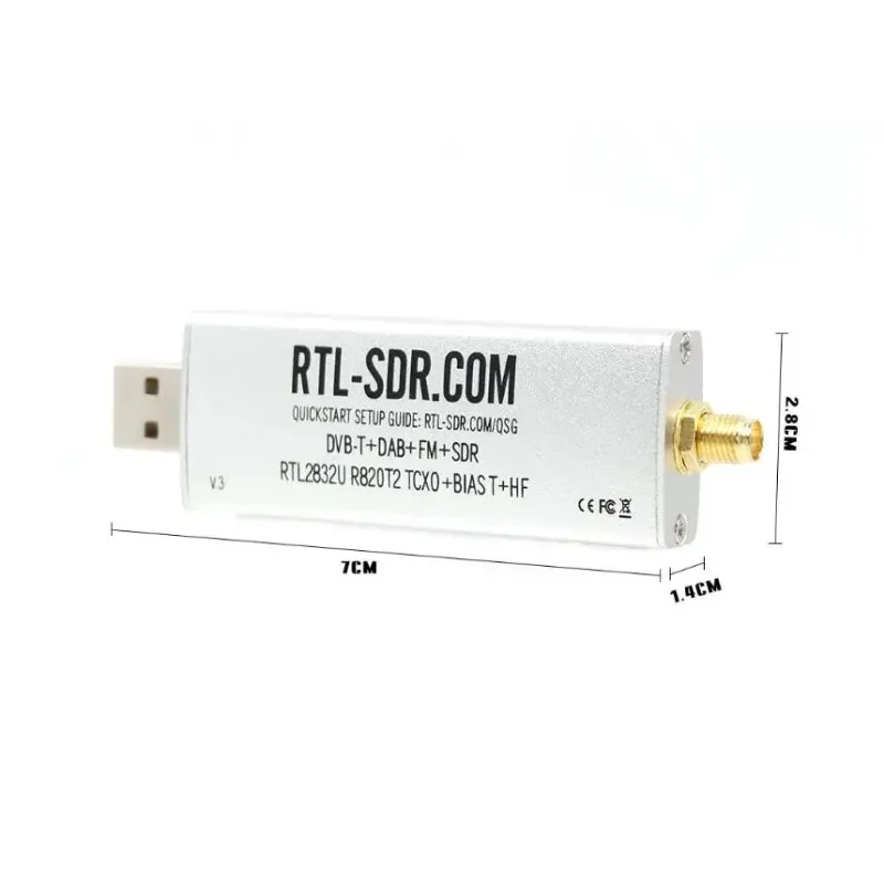 RTL-SDR RTL SDR レシーバー V3 RTL2832U 0.1MHz-1.7GHz TCXO SMA ソフトウェア無線レシーバー
