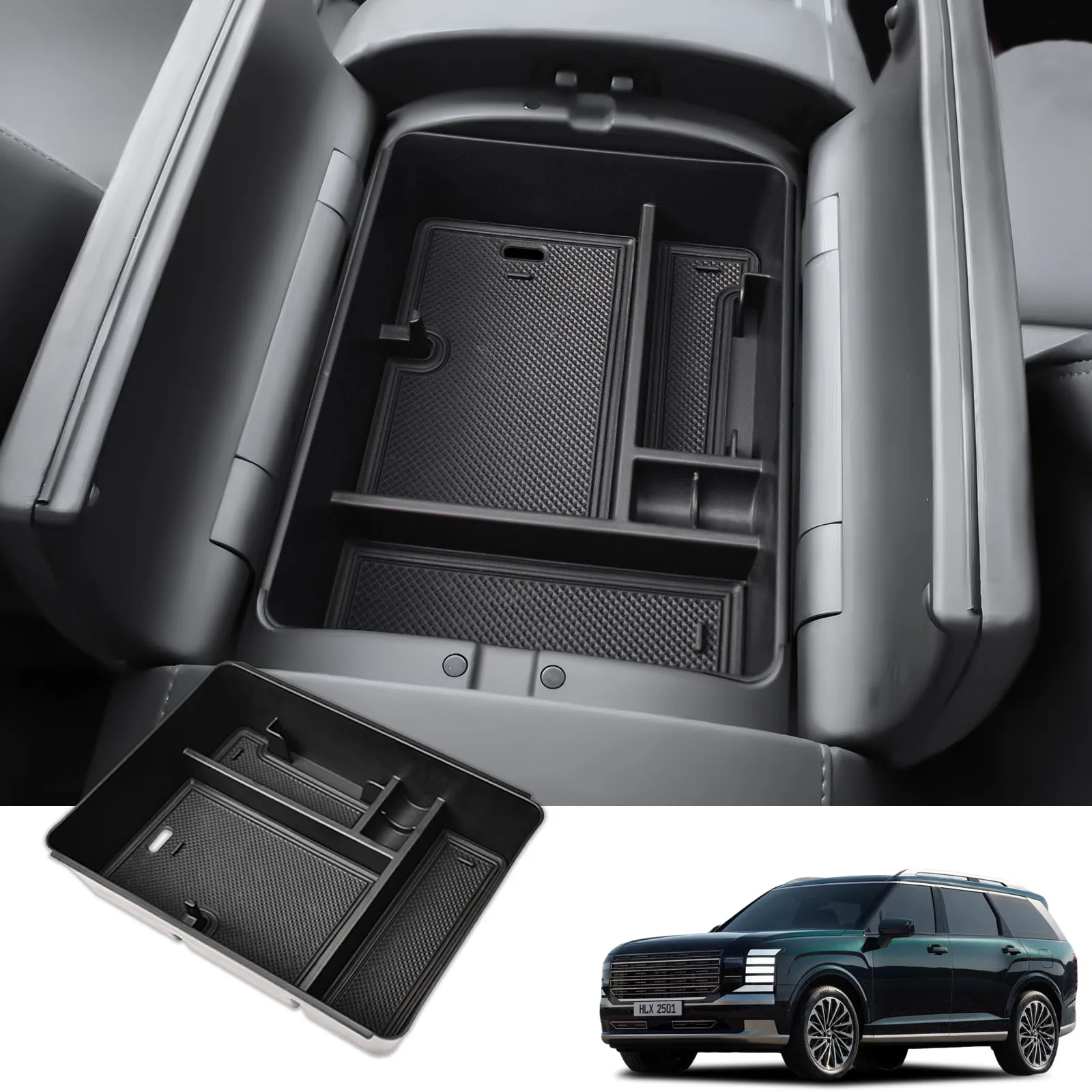 

Center Console Storage Box Tray For 2026 Hyundai Palisade Interior Secondary Phone Holder Armrest Storage Organizer Accessories