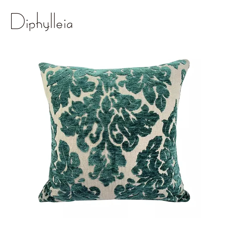 

Diphylleia Neo Classic Cushion Covers Damask Geometric Army Green Cut Velvet Luxury Throw Pillow Case 45x45cm Chic Home Decor