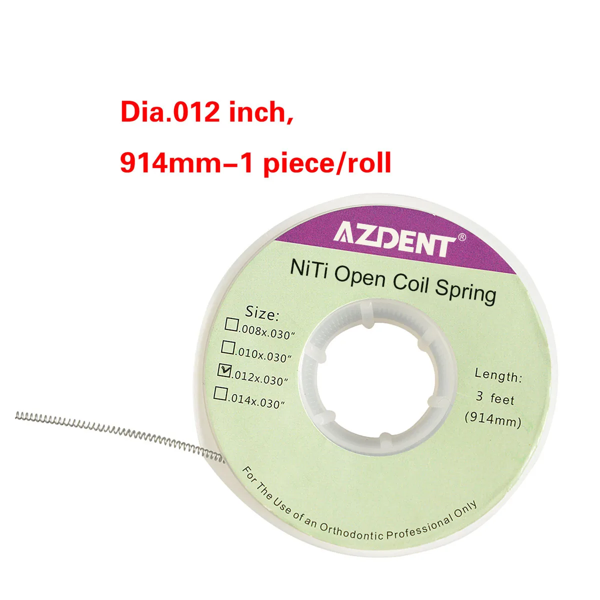 1 PC AZDENT Dental Orthodontic Niti Open Coil Springs Size 012*030″ 914mm(3feet) /010*030″ 914mm(3feet)