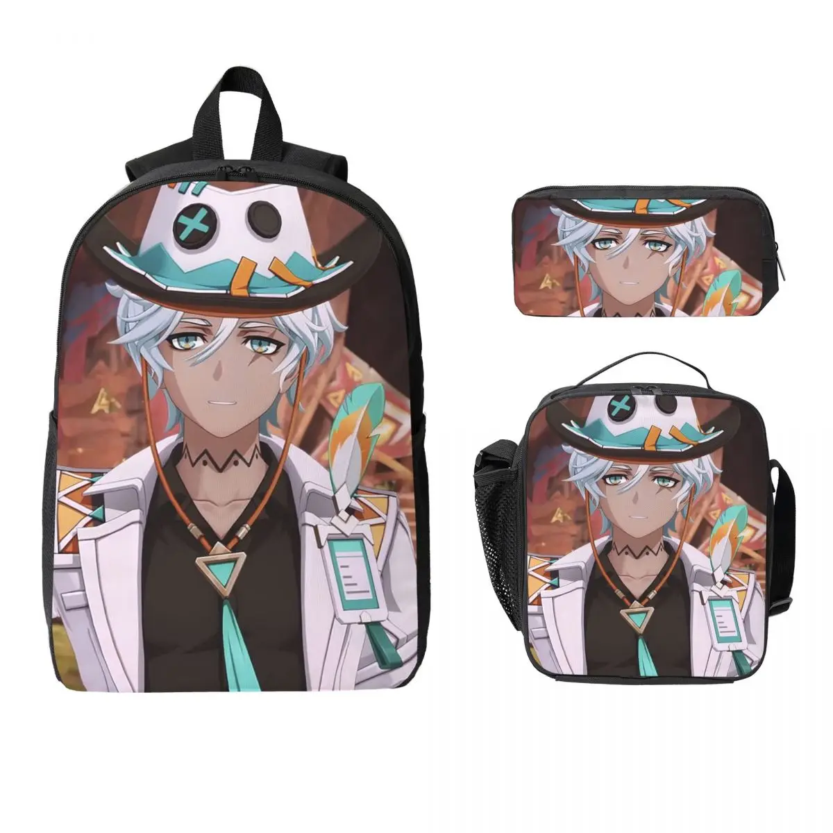 

Ifa Anime Game Genshin Impact Backpack Student BookBag School Bag Computer Shoulder Bags 3ps Insulated Lunch Bag Pencil Case