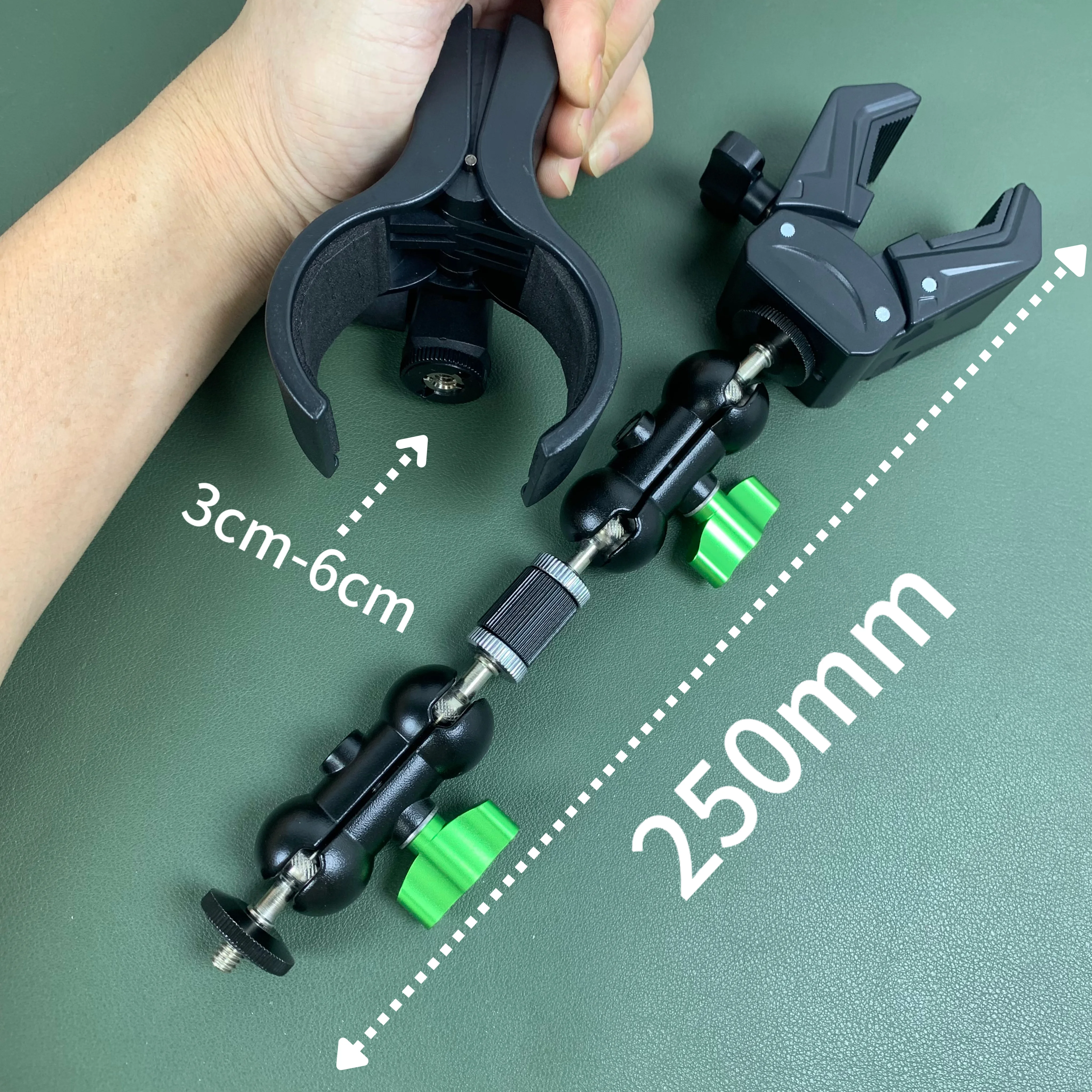 360 Degree Rotating Metal Clip-On Clamp Multifunctional Tube Stand for Microphone Flashlight Support Universal Clamp for Round T
