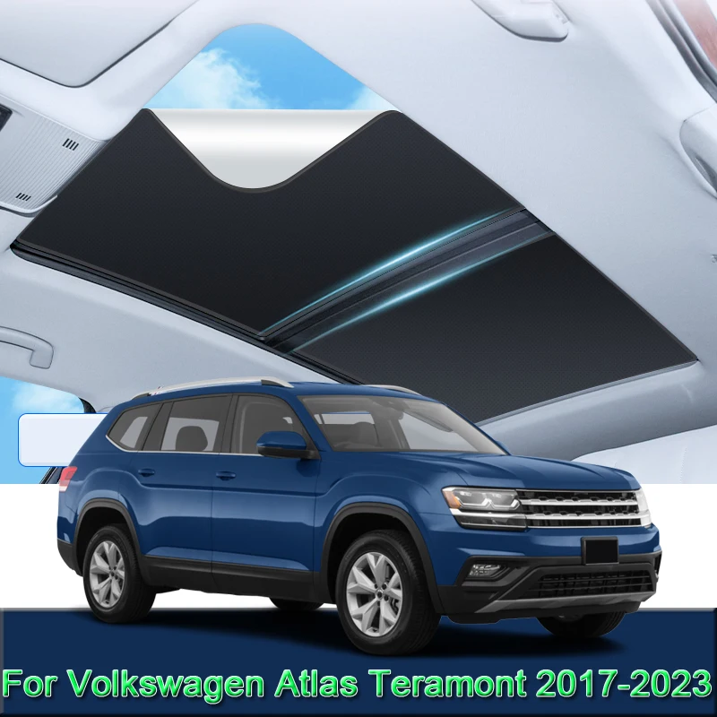 For Volkswagen Atlas Teramont 2017-2024 Car Electrostatic Adsorption Sunroof Sunshade Heat Insulation Skylight Sticker Accessory