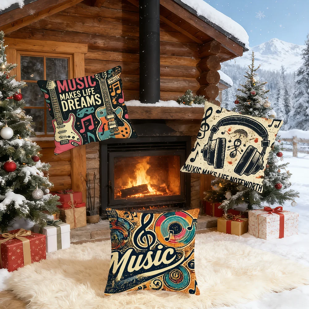 Retro Music Cool cushion cover Home Bedding Sofa living Room pillowcase Simple Soft Skin Cushion Cover Party Gift