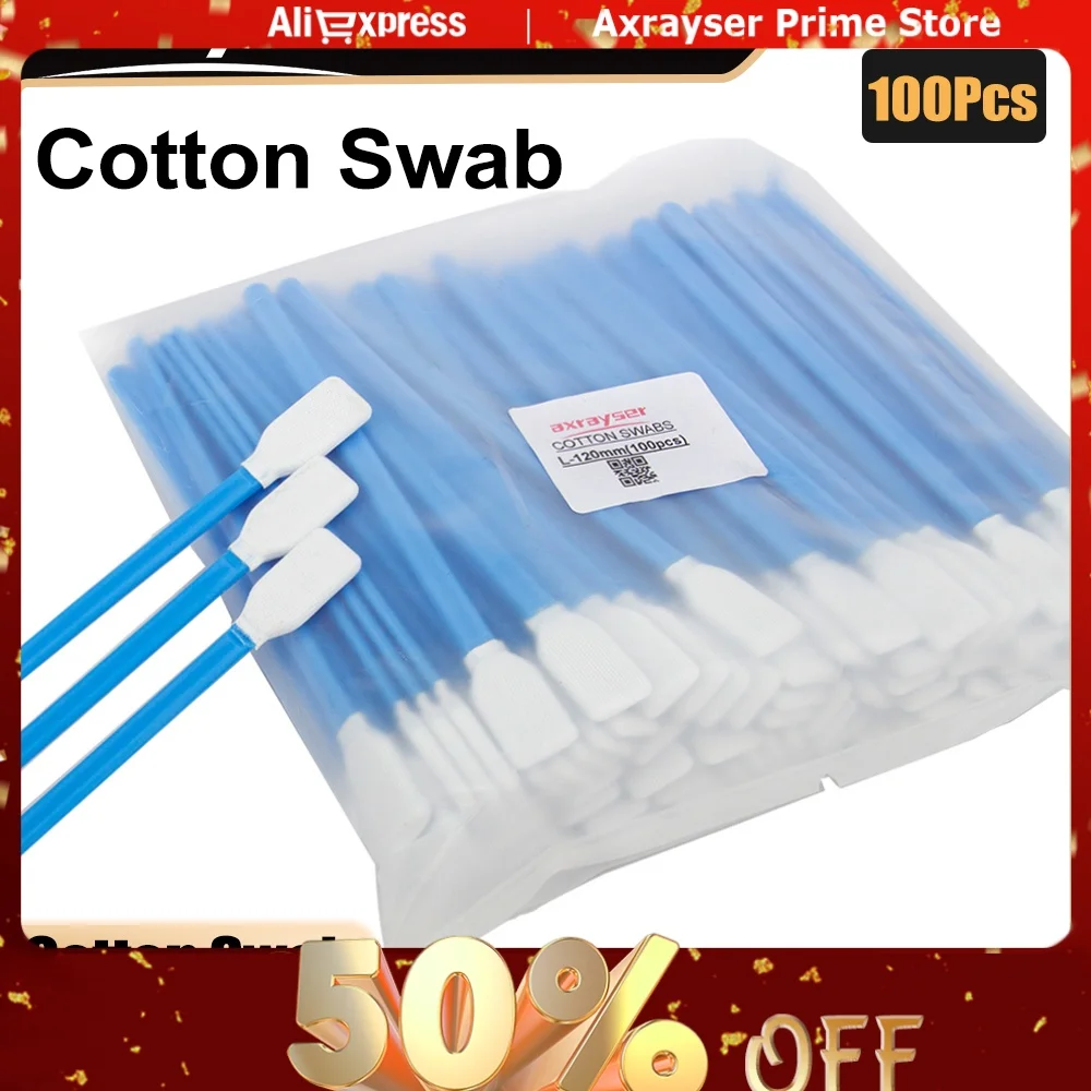 

100pcs Industry Cotton Swab Nonwoven Anti-static Dust Off for Fiber Laser Focus Lens and Protective Windows Cleaning Tools
