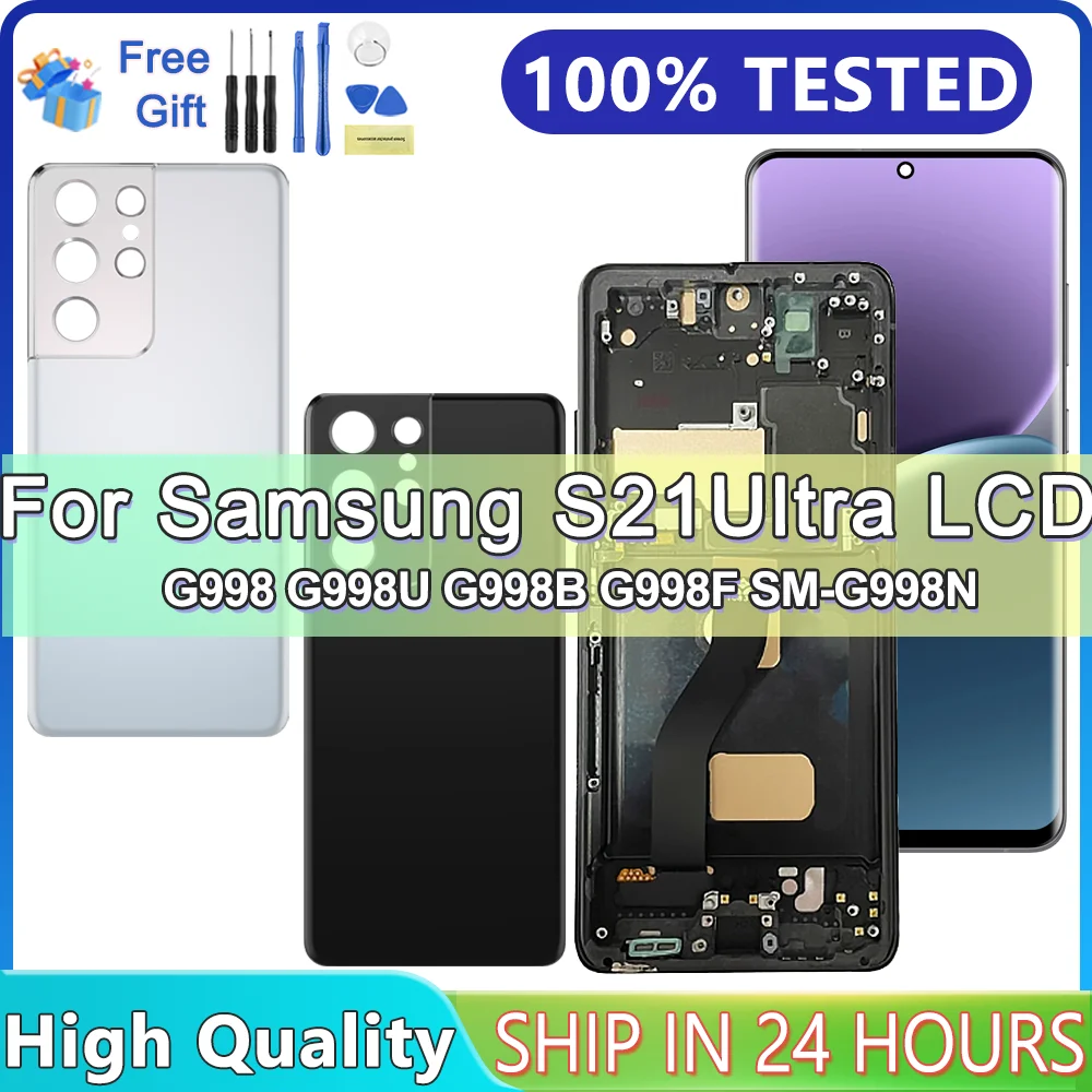 

S21 Ultra For Samsung S21 Ultra 5G LCD G998 G998U Display Touch Screen With Frame For Samsung S21Ultra G998B Display Replace