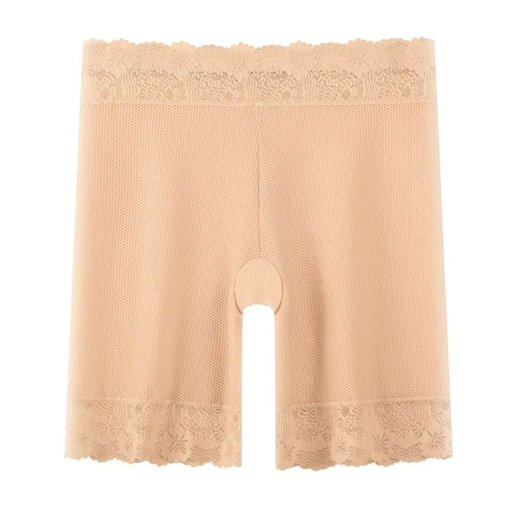 High Quality Seamless Ice Silk Safety Pants High Waisted Breathable Safety Shorts Lace Edge Tummy Control Underwear Women