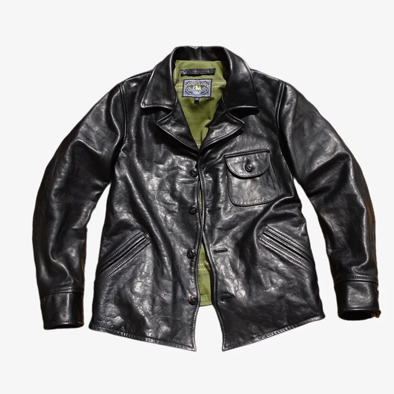 

Мужская мотоциклетная куртка из мягкой натуральной кожи Faion Ci Sle с откидным воротником, застежкой на одной пуговице, дизайн с прямым подолом