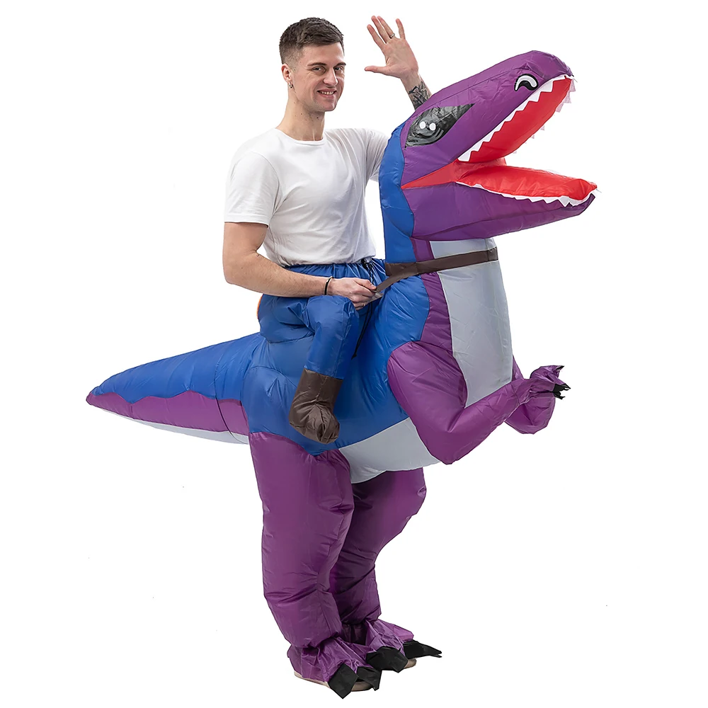 Inflatable Costume For Adults, Riding Velociraptor Dinosaur Costume, Halloween Costumes For Men/Women,Funny Blow up Costumes