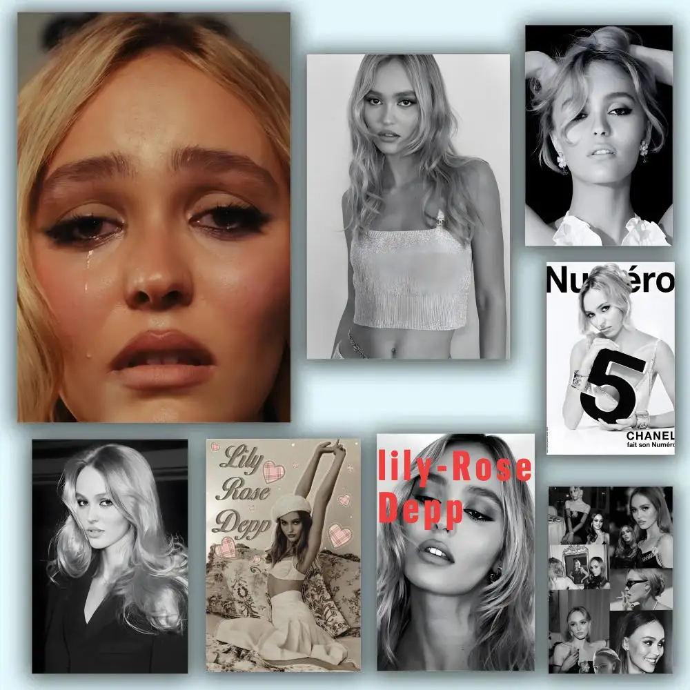 L-Lily-Rose Depp Painting Calligraphy Fade-Resistant Wall Art Print, Vibrant Non-Sticky Decor Poster For Home Bar,