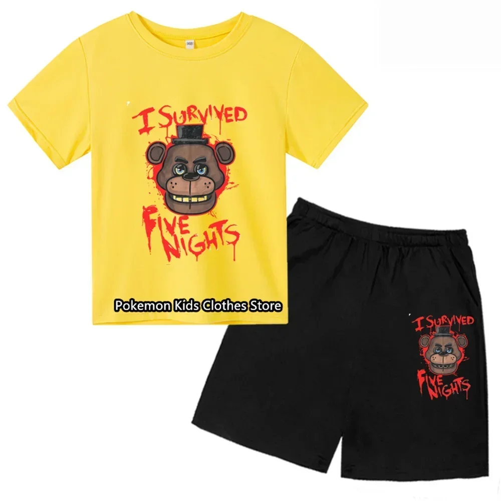 Fashion Clothing Kid Five Night at Freddy Fnaf T-shirt Set Children Cartoon Printed Tee Shirts T Shirt for Boys Girls Tops