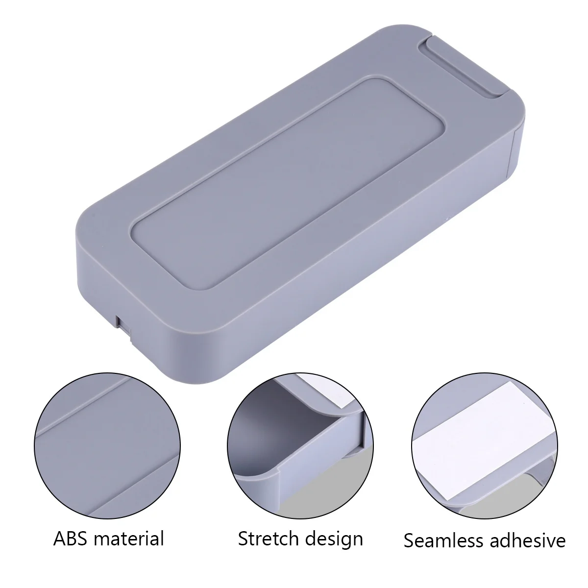 1Pcs Plastic ABS Drawer Style Grey Storage Box Hidden Adhesive Pen Stationery Organizer Under Table Desktop Storage Container