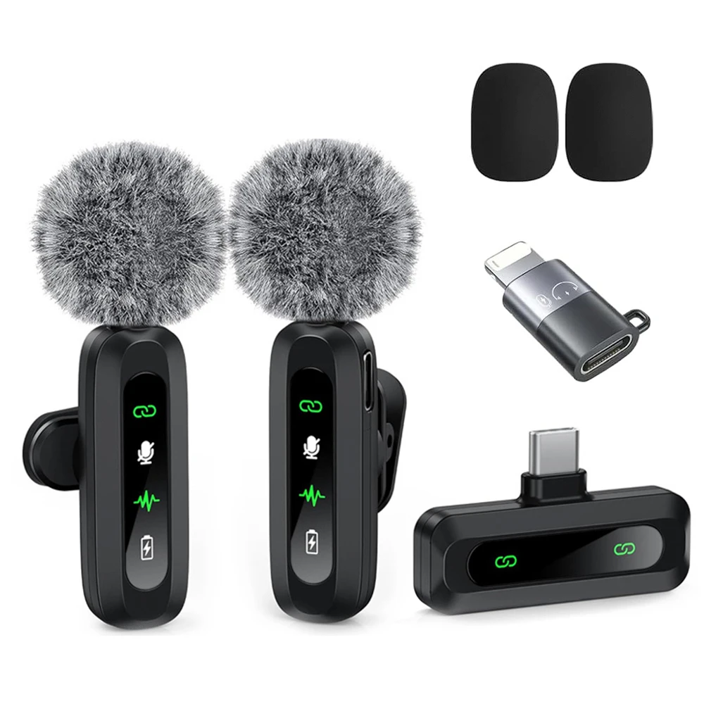 Professional Wireless Lavalier Microphone for iPhone iPad Android Laptop Live Broadcast Gaming Interview Vlog Recording Mini Mic