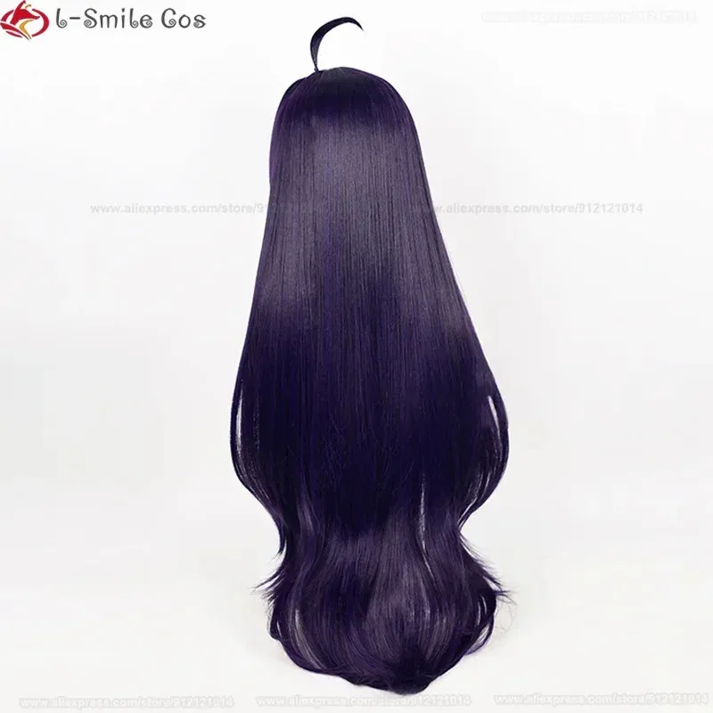 lili 123100cm Anime Overlord Cosplay Albedo Deep Purple Black Wig Horns Heat Resistant Synthetic Wigs +