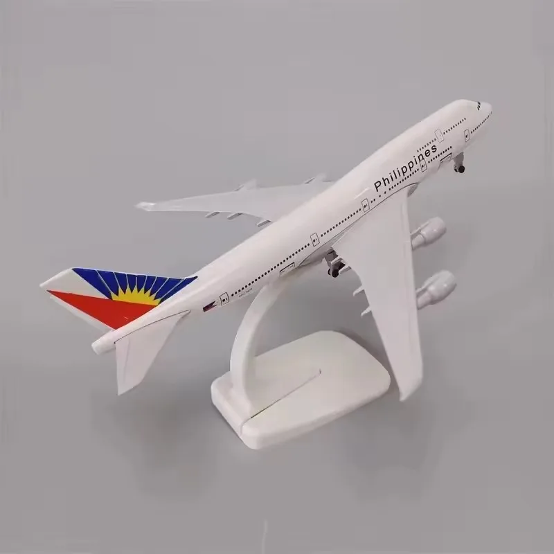 20cm Diecast Metal Model Plane B747 Philippines Airlines Miniature Replica Collectible Airplanes Decoration Models Fans for Boys