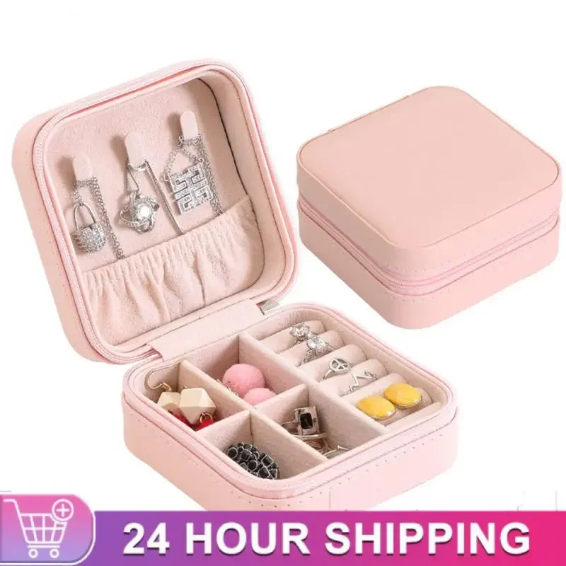 Mini Jewelry Storage Box Portable Home Travel Earrings Necklace Storage Case for Women Ring Organizer PU Leather Display Case