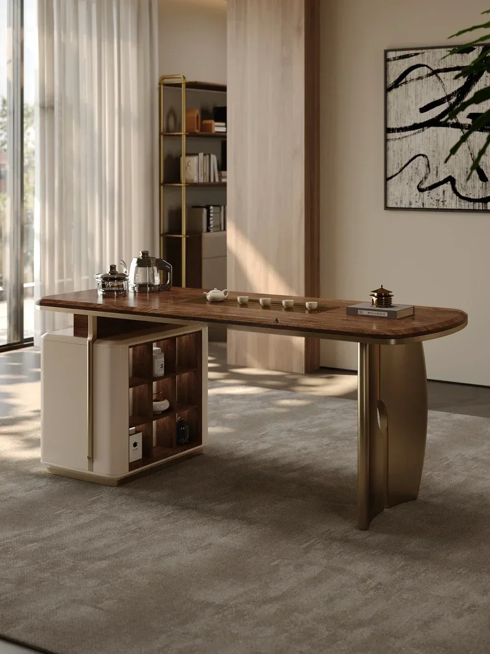 High-End Table-Chair Set High-Grade Walnut New Chinese Style Affordable Luxury Style