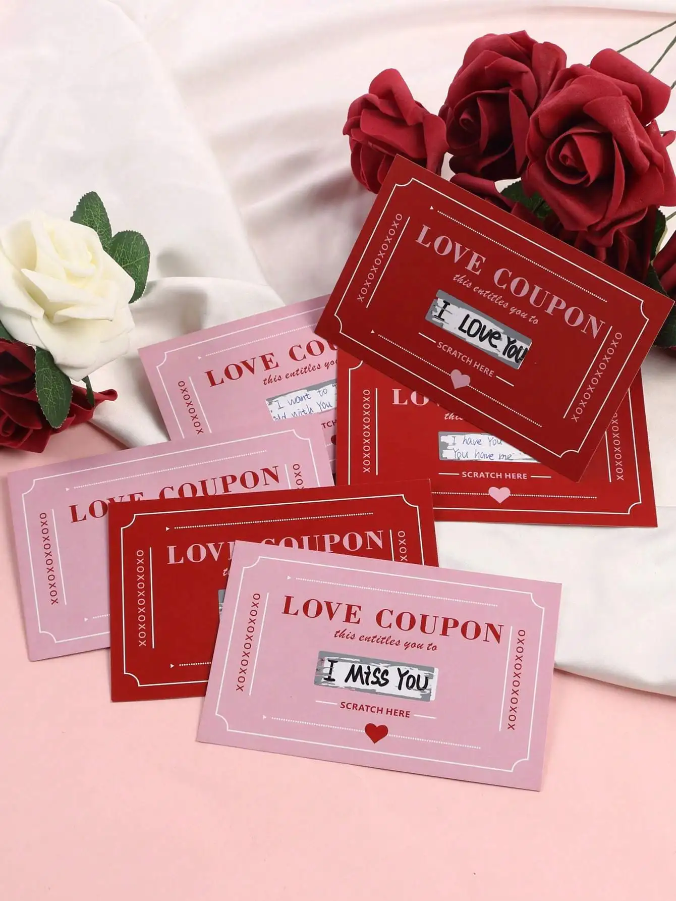 Couple Scratch Off Love Coupon Cards Set of 10/20, DIY Romantic Date Night Card for Valentine's Day, Anniversary Gift for Wife Husband view 2