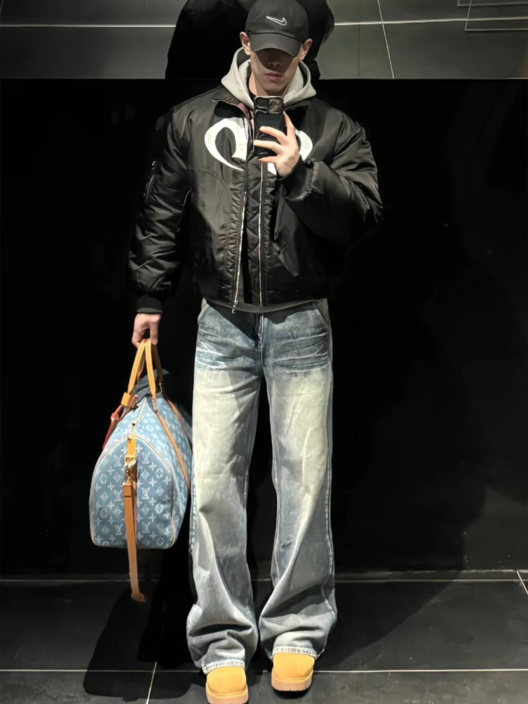 

Мужские джинсы Blue Waed с узором молнии, свободные, прямого кроя, расклешенные, в американском уличном стиле, зимние, со средней посадкой, на молнии