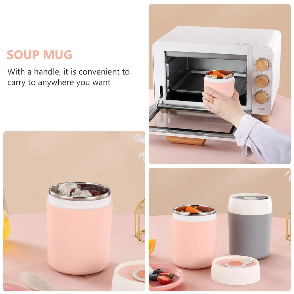 

1Pcs Thermal Soup Cup 500ml Stainless Steel Insulated Leak Proof Lunch Box Wide Mouth Handle for Breakfast Lunch