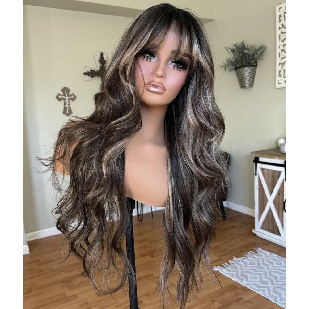 360 Lace Frontal Perücken 13x3 Lace Front Perücken für Schwarze Frauen 100% Echthaar Aschblond mit Highlights Natürlicher Haaransatz Vollspitzenperücken – Detail 5