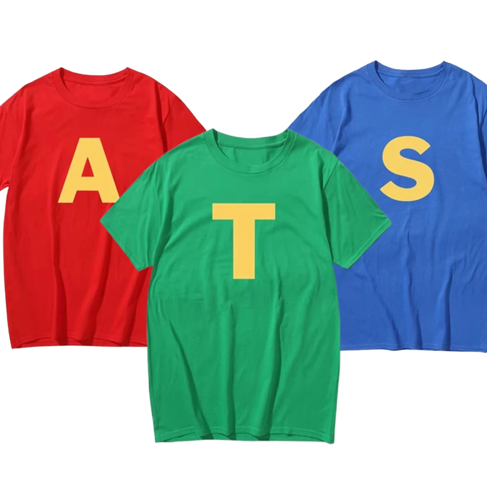

Comedy Cartoon Movie Inspired Letter Print Cotton T-Shirt, A/T/S Cosplay Colorful Short Sleeve Top for Adults & Kids, Casual Tee