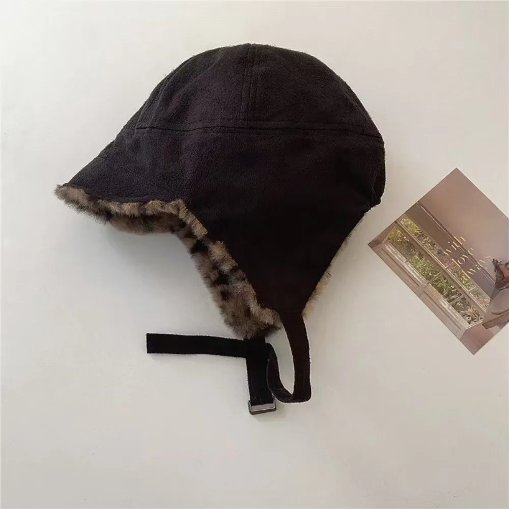

Retro Earmuffs Cap Imitation Mink Fur Leopard Print Ski Hats Warm Ear Protection Bomber Hats Winter Season Outdoor Headwear