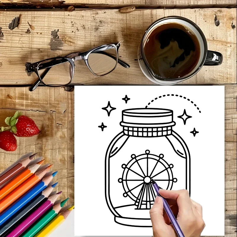 Coloring Book Magic Jar for Adult Colouring Book, Birthday Day Gift, Back to School Supplies, Adults Cute Drawing Book view 5