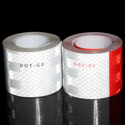5CMx3M Wide DOT-C2 High Adhesive Reflective Tape Red And White Conspiciuity Reflector Stickers Commercial Roll For Truck Trails