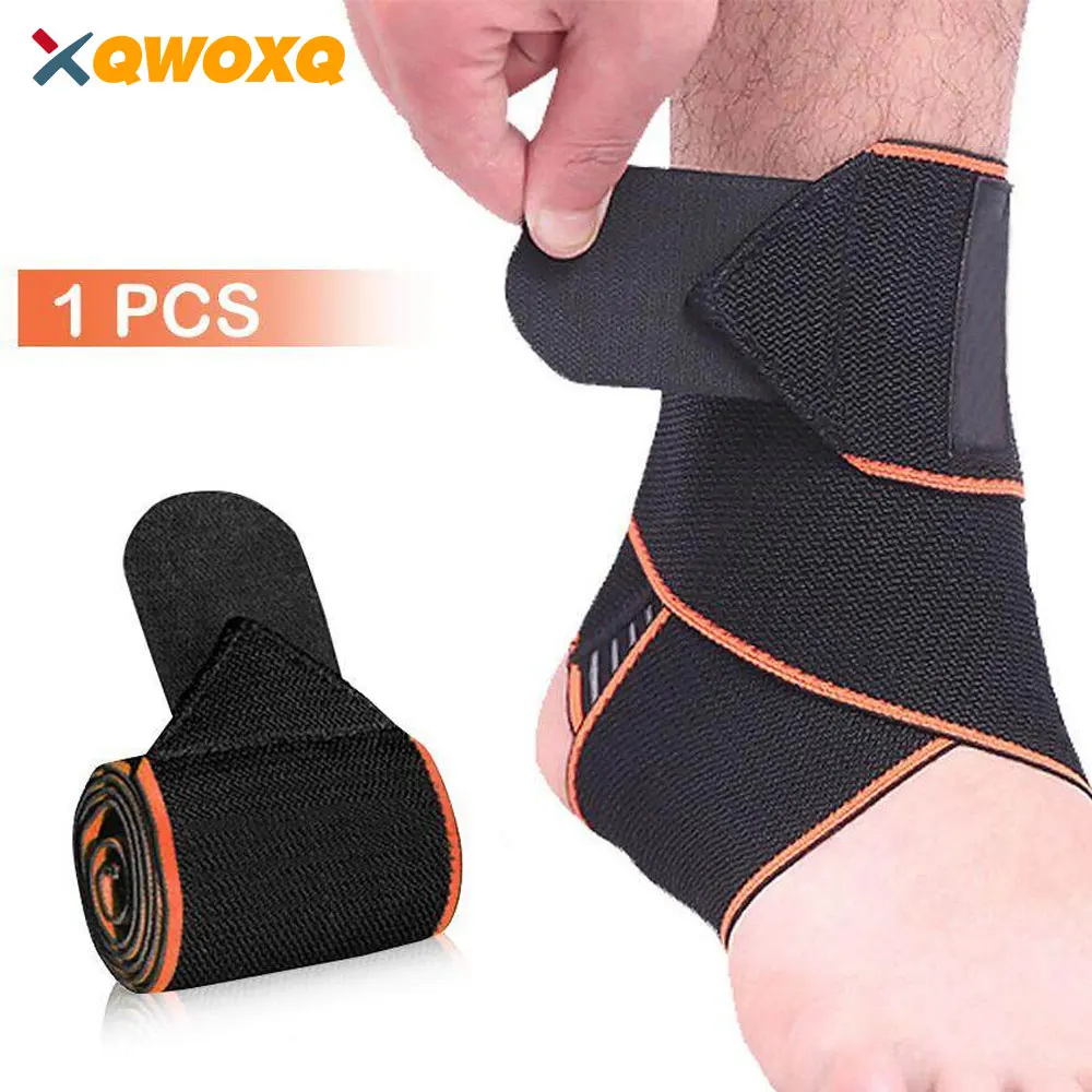 1 PCS Professional Sports Ankle Strain Wraps Brace Foot Bandages Elastic Ankle Support, Protector for Sport Fitness Running Gyms