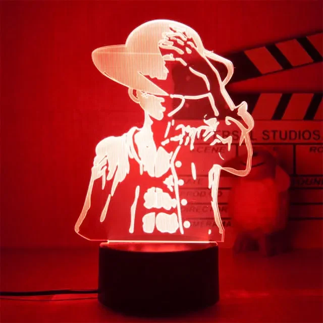 Anime One Piece LED Night Light Cartoon Luffy Roronoa Zoro Illusion Table Lamp Desktop Decor Action Figures Toy Birthday Gift