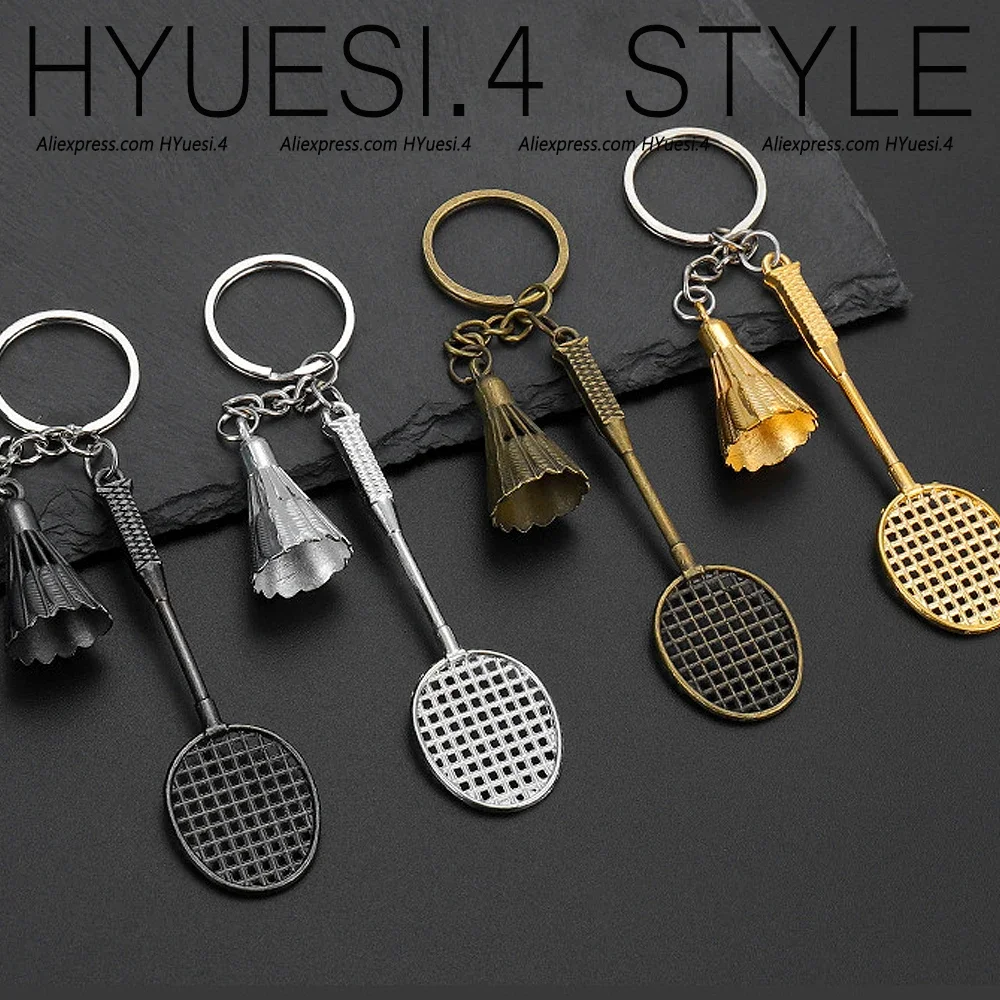 

Simulated Badminton Racket Keychain Vintage Metal Keychain Keyring For Women Men Car Key Holder Handbag Accessories Novelty Gift